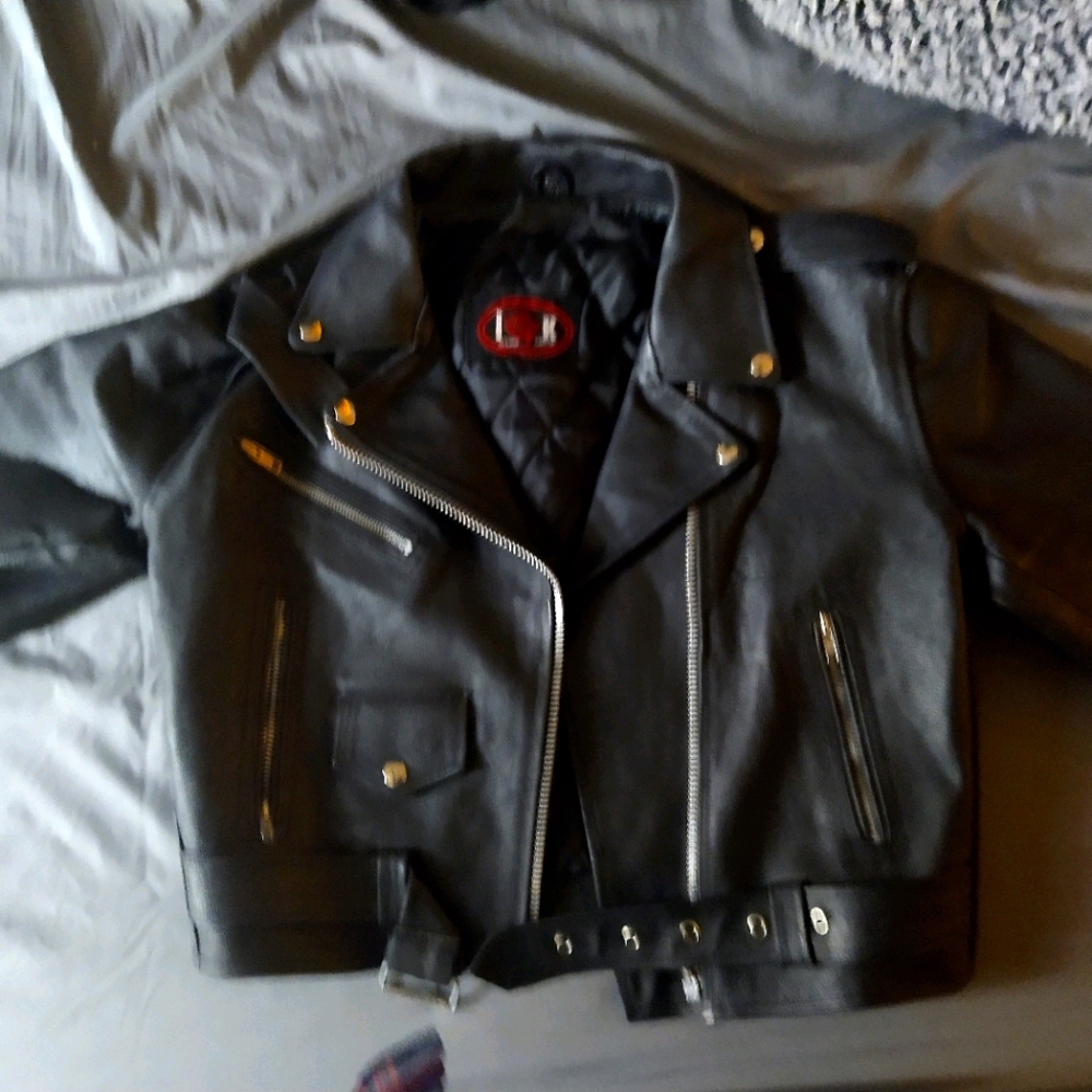 Women's leather biker jacket